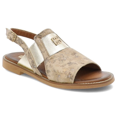 Sandály ARMODO - 40385 Kwiaty Beż + Zł.