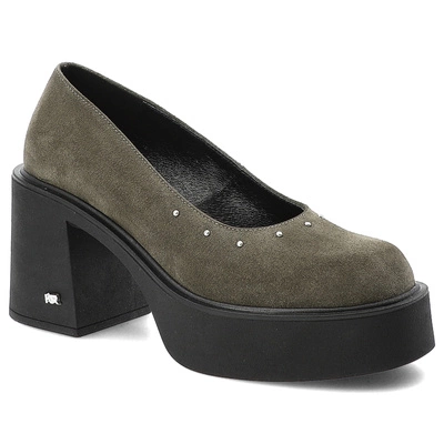 Polobotky KARINO - 5648/026-P Zielony/Welur