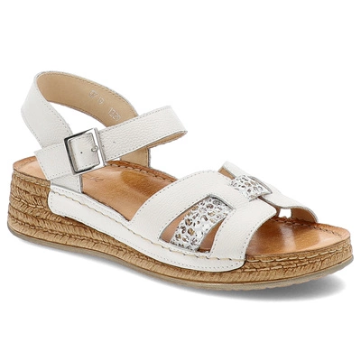 Sandály WASAK - 0719 Biały Groszek+Kwiaty