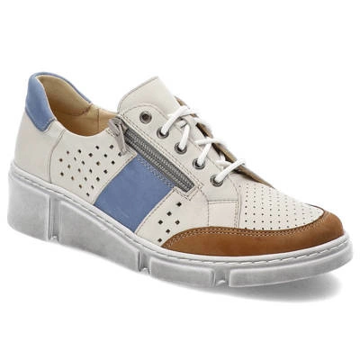 Polobotky WASAK - 0676 Biały+Jeans+Brąz