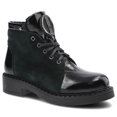 Boty POLLONUS - 5-1329-002 Czarny Naplak/Zielony Welur