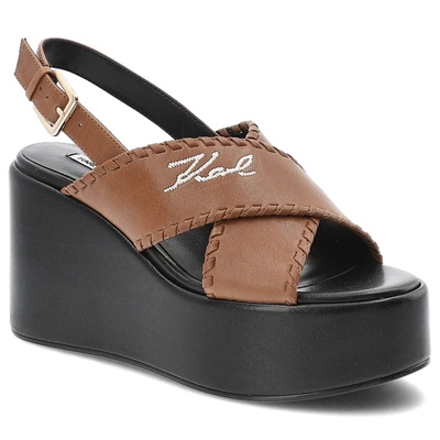 Sandály KARL LAGERFELD - KL33372 020 Tan Lthr W/Black