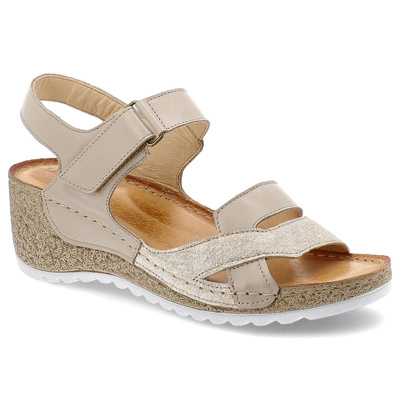 Sandály WASAK - 0757 Beż+Złota Mozaika