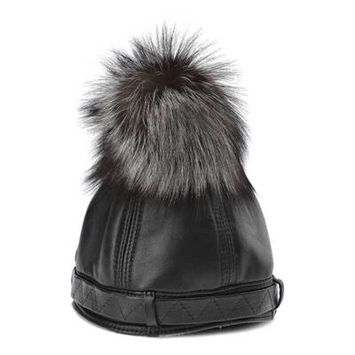 Čepice LUKA-PELLI - BERGH CZ36-1 Černá S Přírodním Kožešinou Z Lišky
