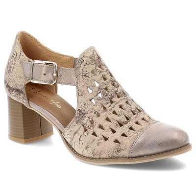 Polobotky MACIEJKA - 04962-43-00-5 Beżowo-Złoty