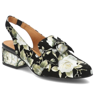 Sandály MACIEJKA - N6539-44/00-1 Czarny/Kwiaty Złoto