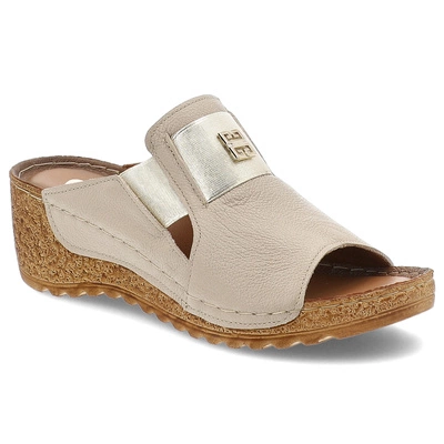 Pantofle ARMODO - 50109 V.Taupe+Złoty