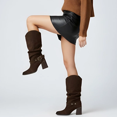 Kovbojské Boty KARINO - 5875/015-L Mocca/Welur