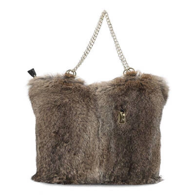 Kabelka LUKA-PELLI - T30-2 Hnědá S Přírodním Kožešinou Z Králíka