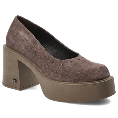 Polobotky KARINO - 5648/015-P Brąz/Welur