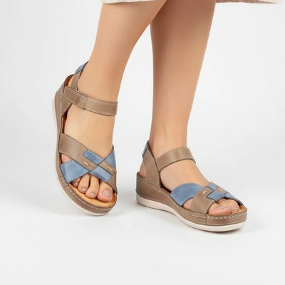 Sandály WASAK - 0473 Cappuccino+Jeans