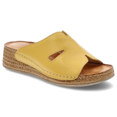 Pantofle WASAK - 0755 Żółty Groszek