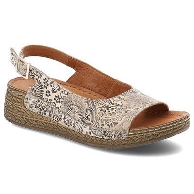 Sandály MACIEJKA - L7069-04/00-1 Beż Kwiaty