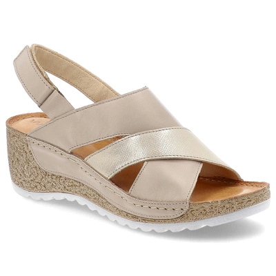 Sandály WASAK - 0493 Beż+Złoto Prada