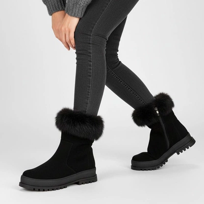 Boty ARMODO - 5-1713-003 Czarny Welur+Królik